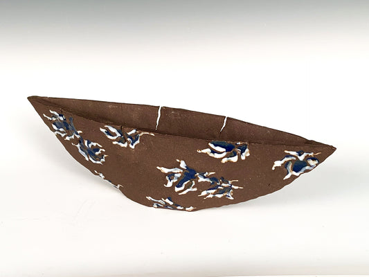 Bug Crack Canoe: Emossed & glazed high fired stoneware / SOLD