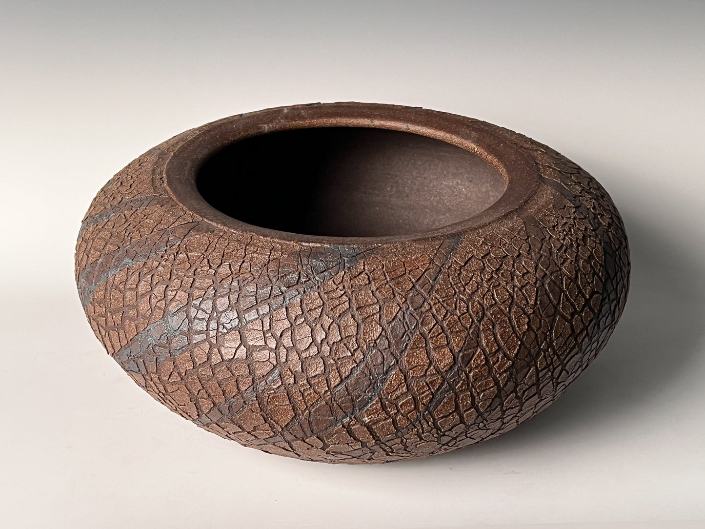 Dark Chocolate Pot: Stained & altered high fired Black Mountain stoneware