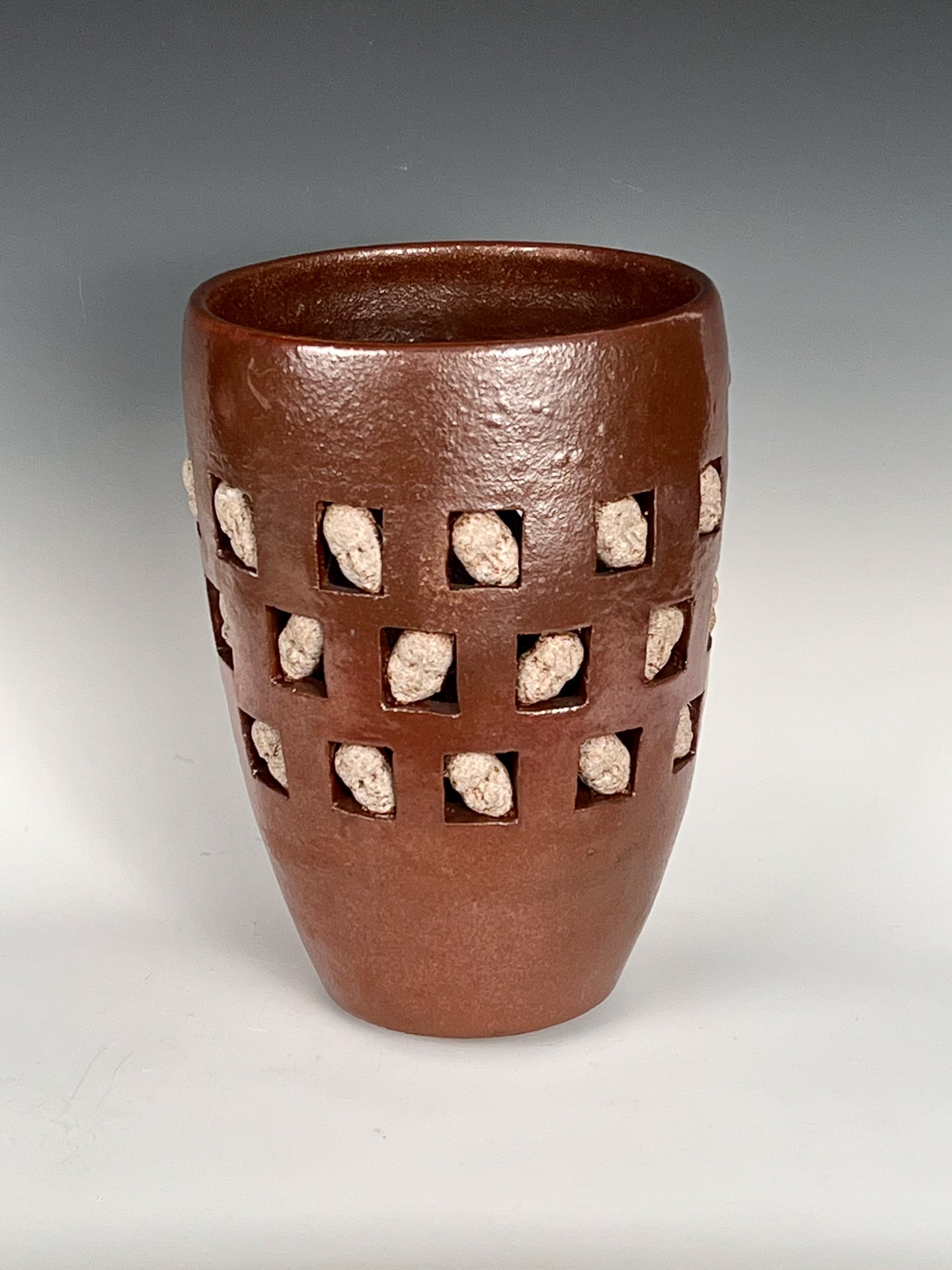 Vase of Faces   Glazed high fired stoneware w/  porcelain faces  13.5 x 8 x 8 in  (34 x 20 x 20 cm)