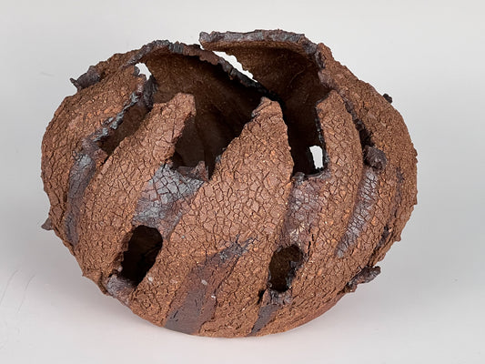 Dragon's Egg / Vulcan Orb: Textured & stained high fired stoneware (Contact Chemers Gallery)