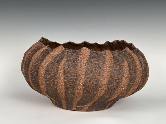 Zebra Gourd: Black Mountain slip w/ altered high fired stoneware (Contact Chemers Gallery)