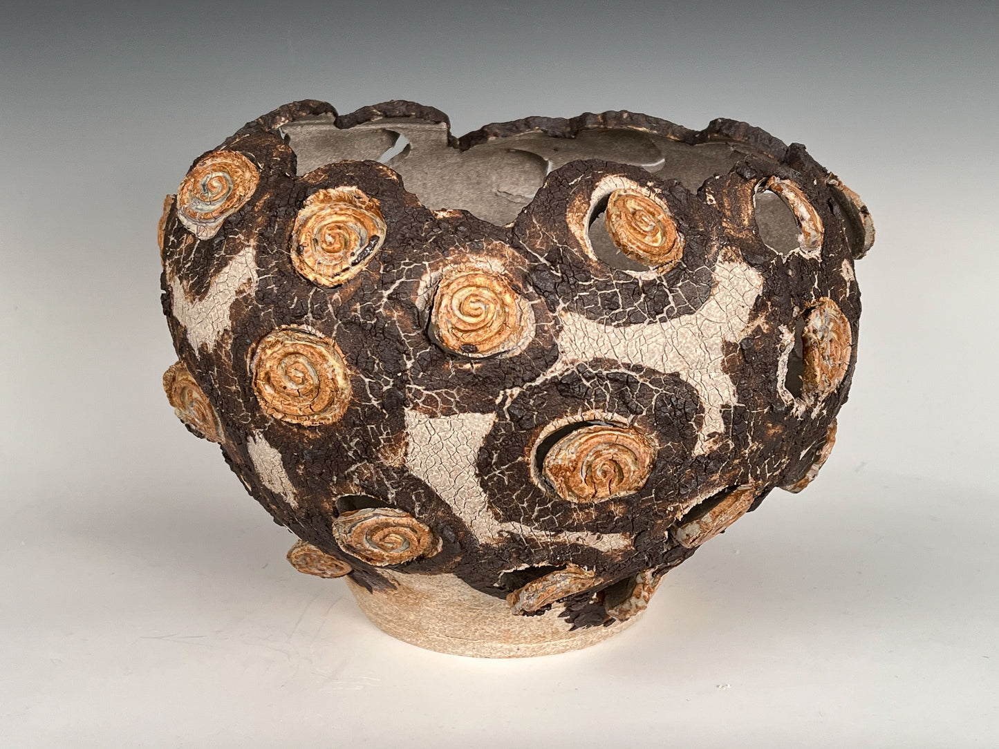 Calico Planter:  Glazed: stained & altered high fired stoneware